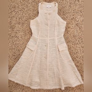 JOY CIOCI Grace Sleeveless Fitted Flared Dress with Silk Trim Size 6